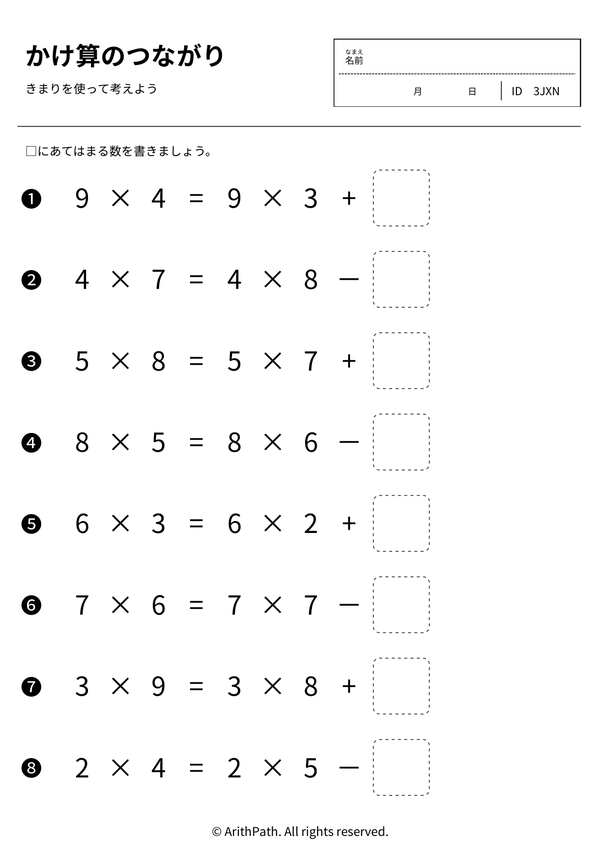 かけ算のつながり
