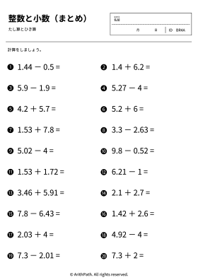 整数と小数（まとめ）