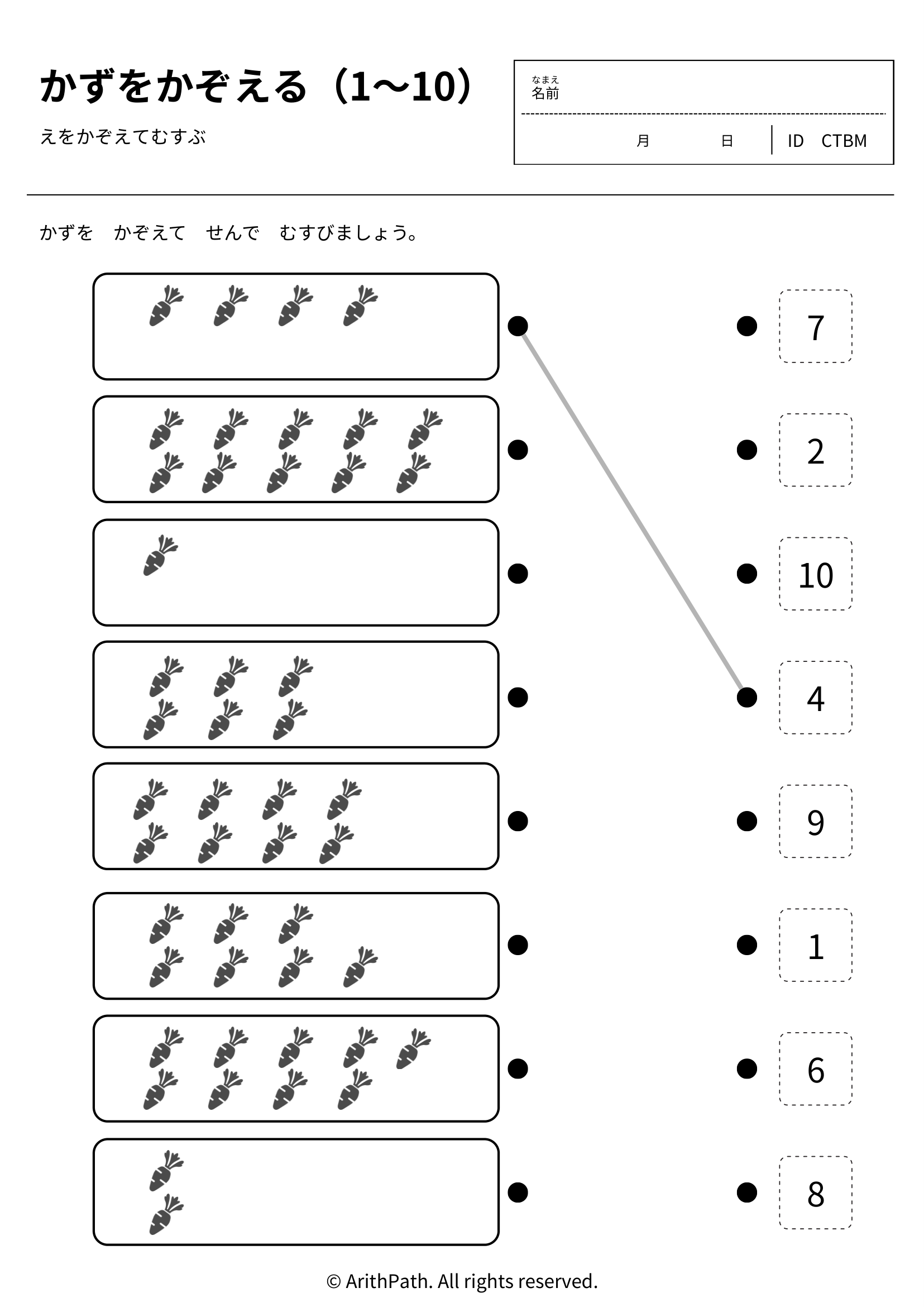 かずをかぞえる（1〜10）