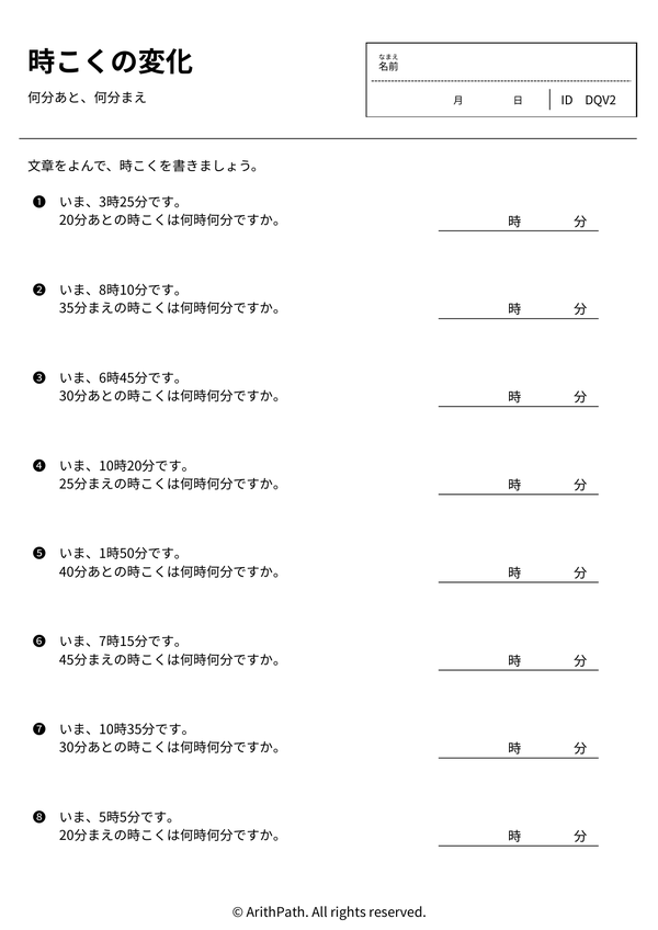時こくの変化