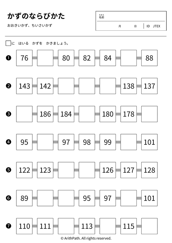 かずのならびかた