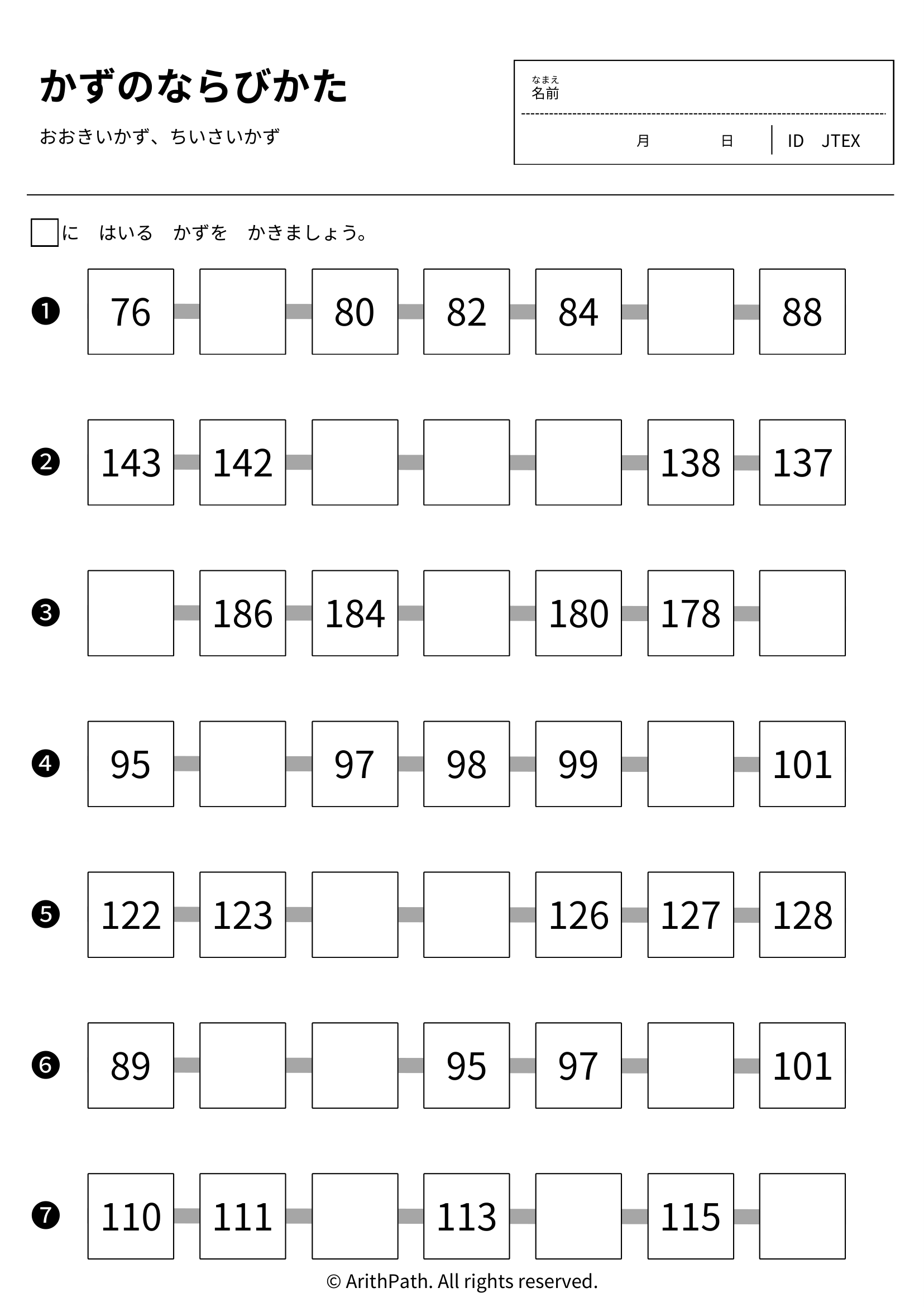 かずのならびかた