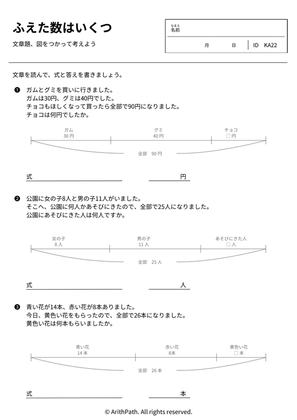 ふえた数はいくつ
