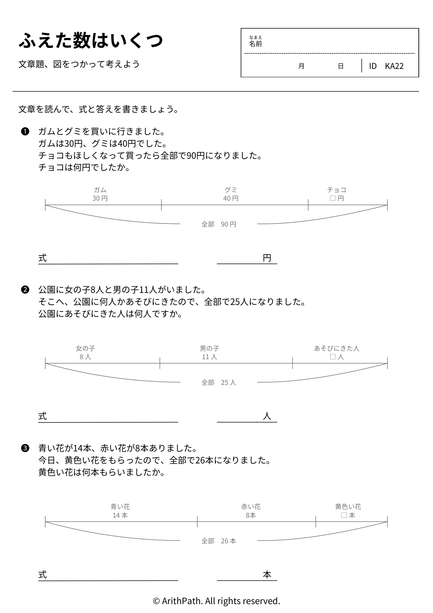 ふえた数はいくつ