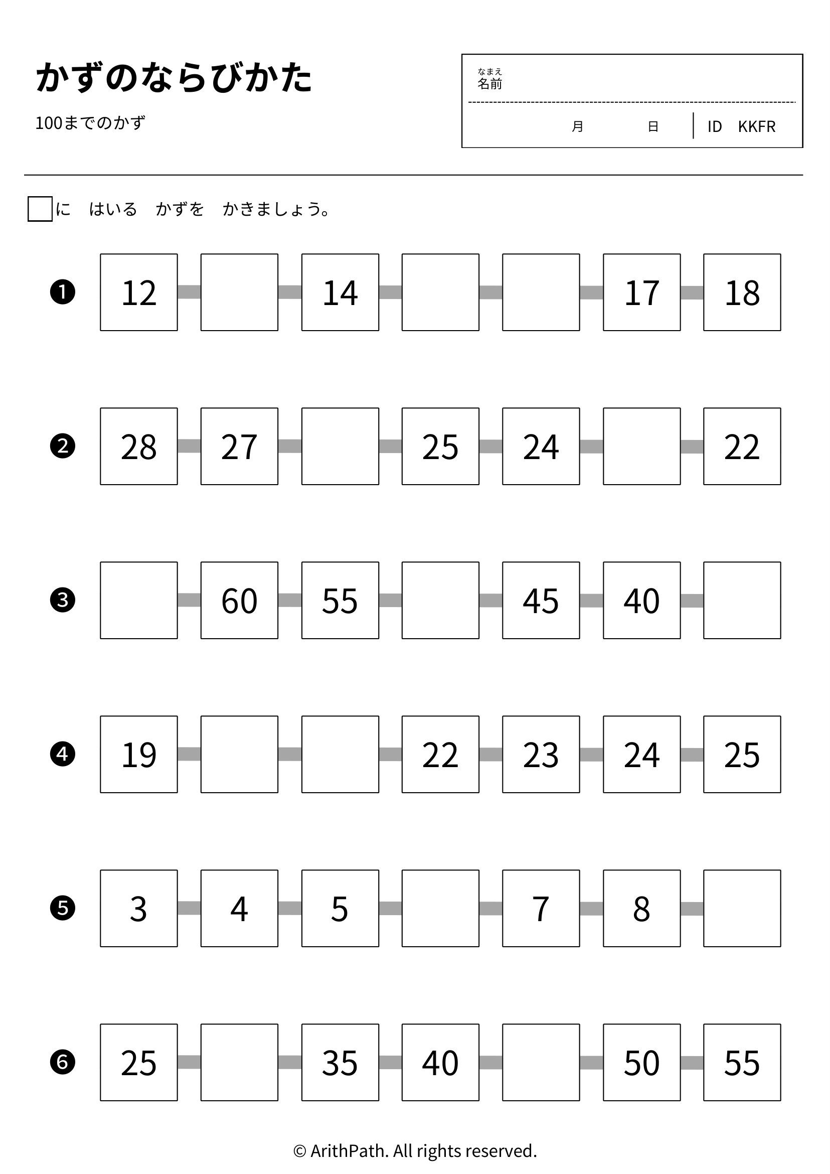 かずのならびかた