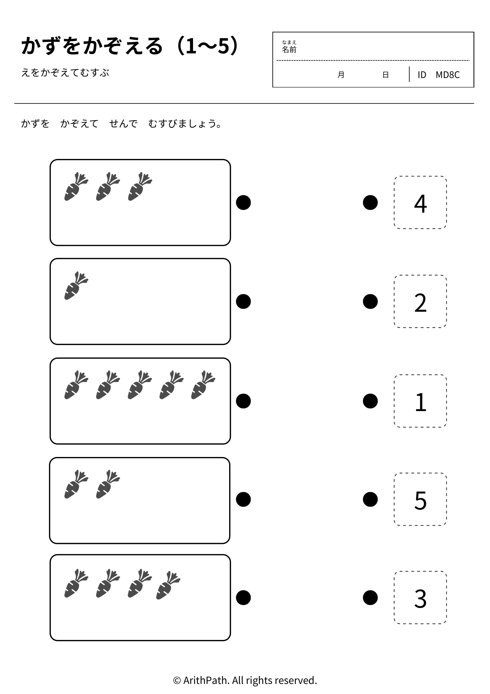 かずをかぞえる（1〜5）