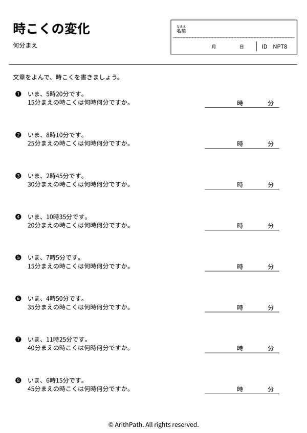 時こくの変化
