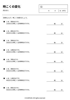 時こくの変化