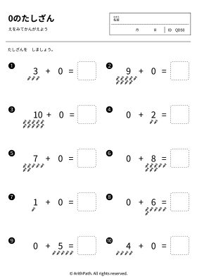 0のたしざん