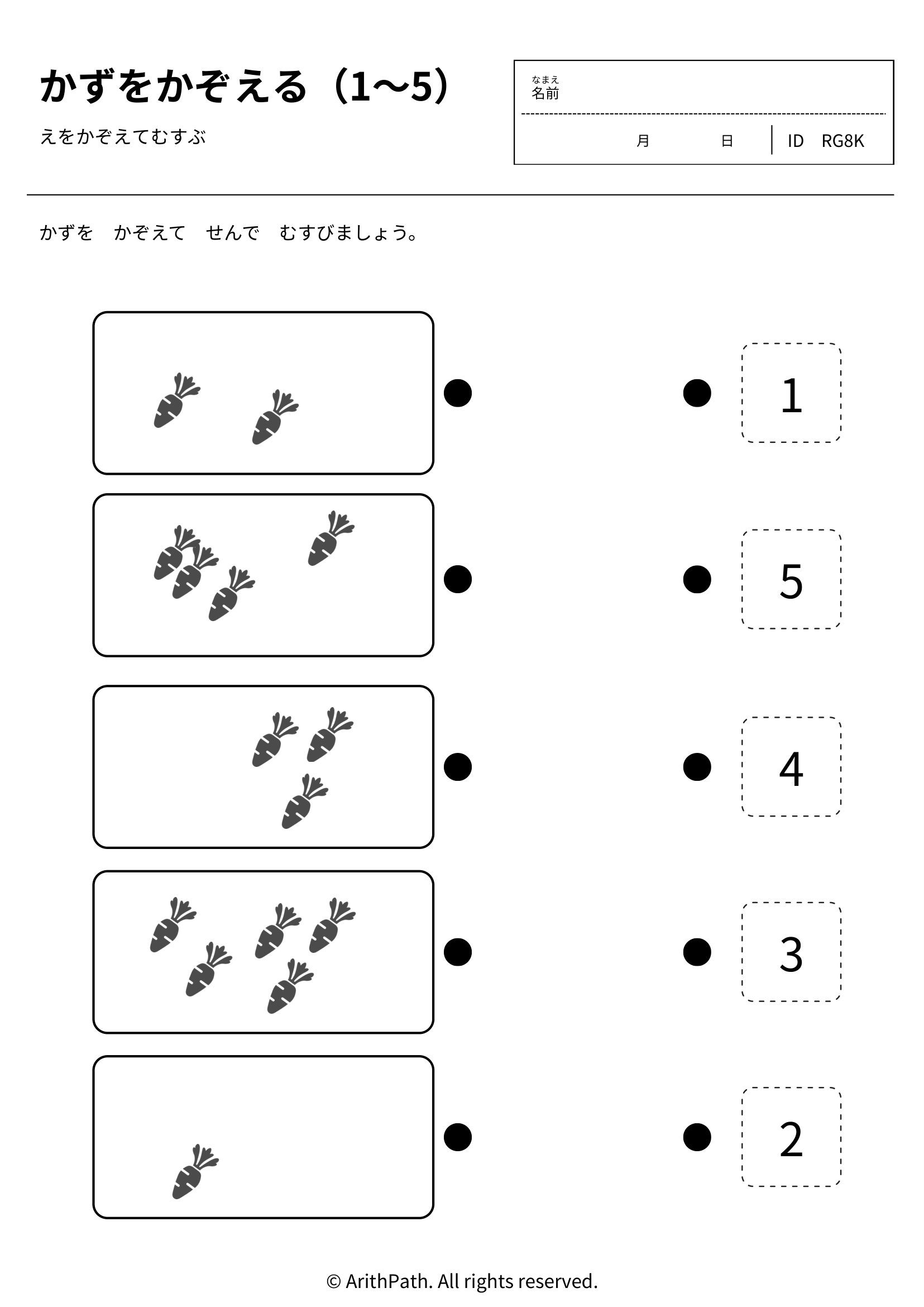 かずをかぞえる（1〜5）