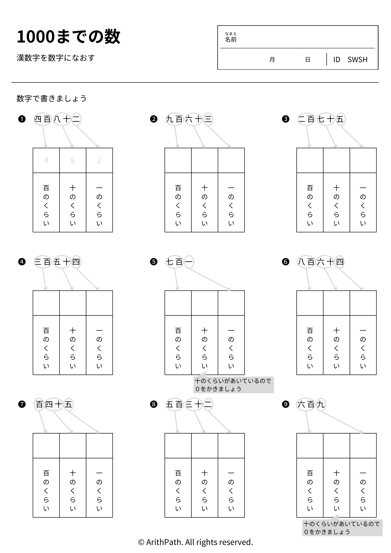 1000までの数