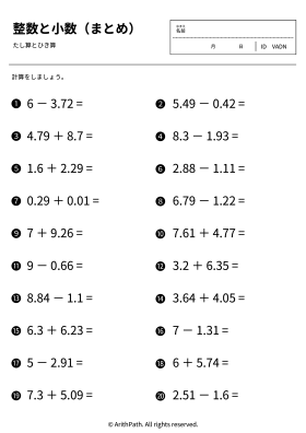 整数と小数（まとめ）