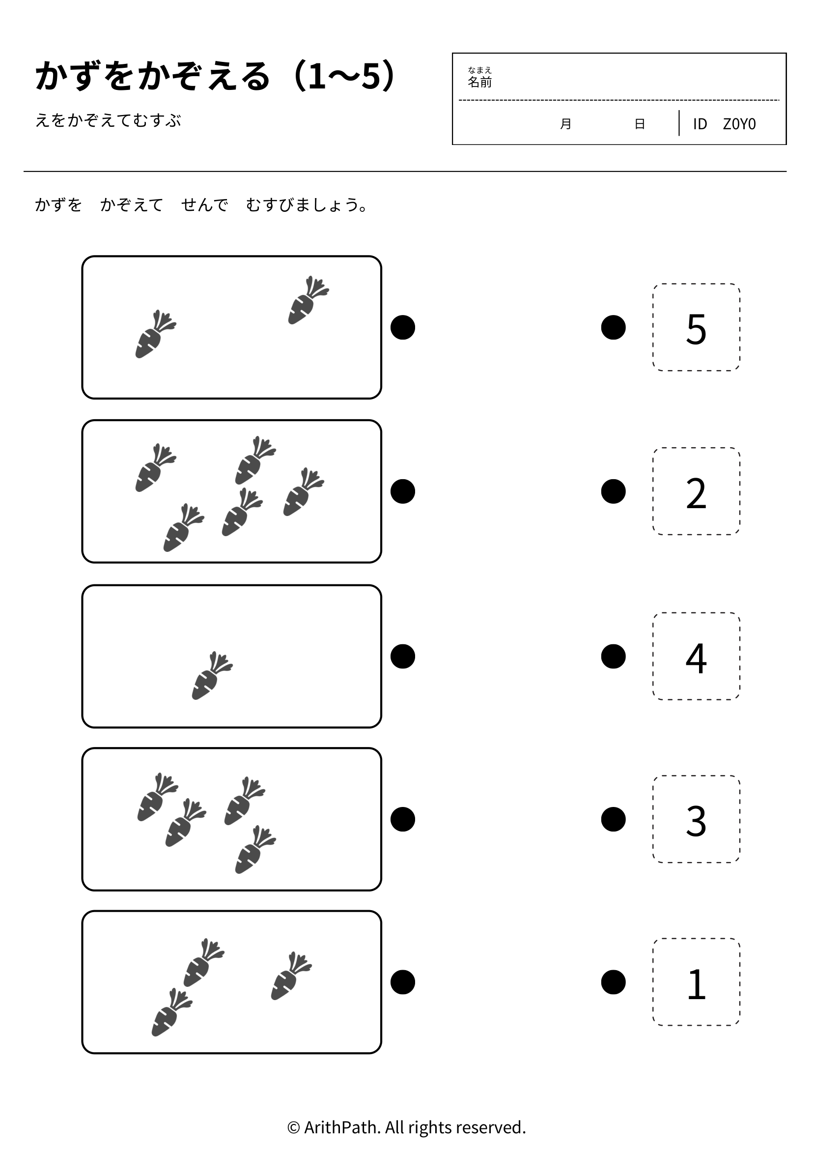 かずをかぞえる（1〜5）