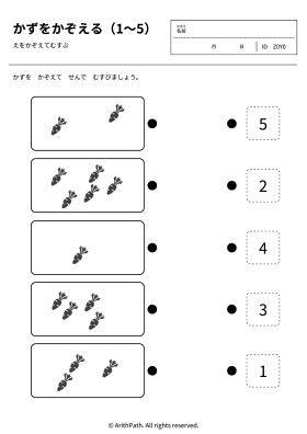 かずをかぞえる（1〜5）